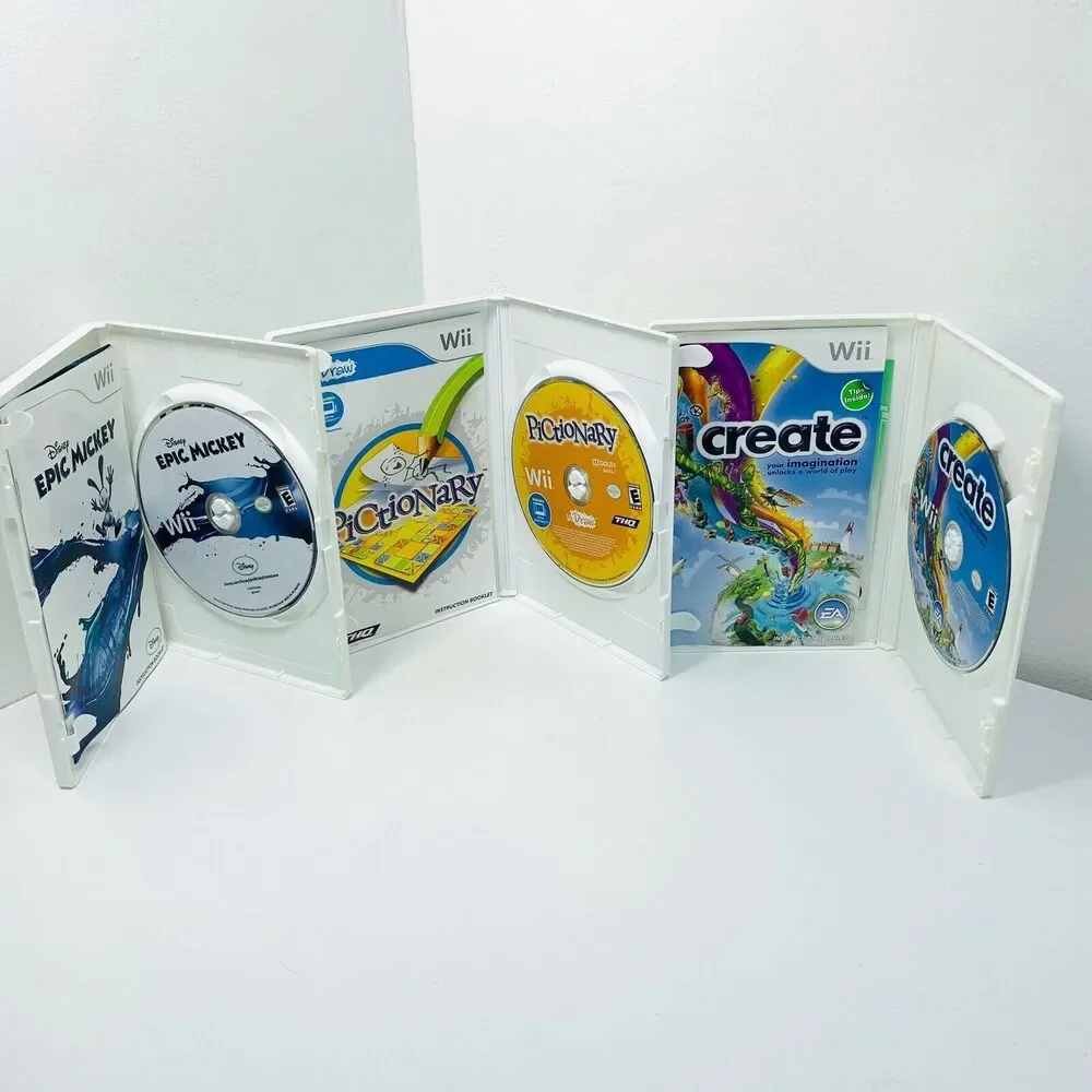 Lot 3 NINTENDO Wii U DRAW STUDIO, Create And Disney Epic Monkey W Booklets